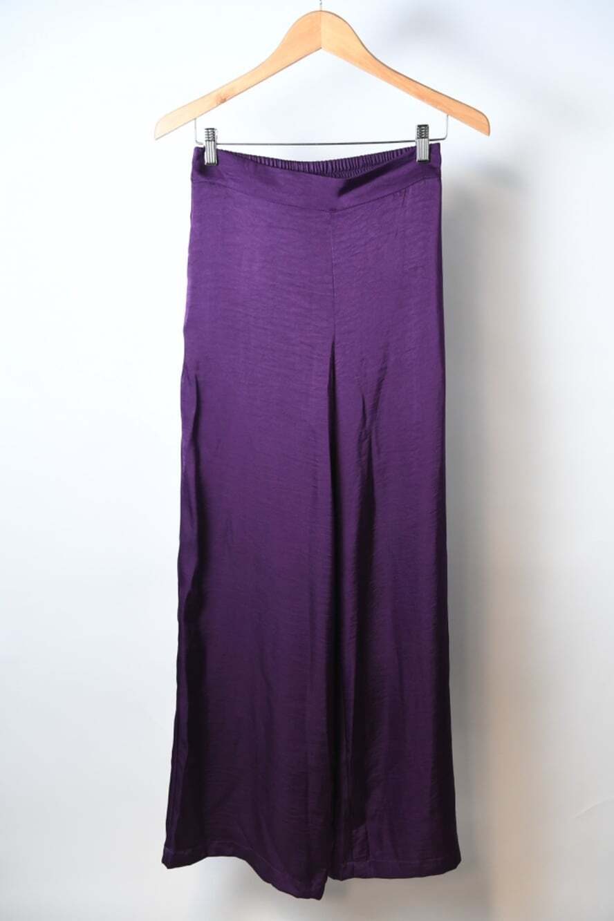 House of Harlow Purple Satin Wide Leg High Waist Pants Size Small Flowy